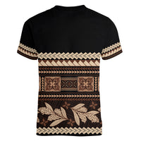 Black Samoa Siapo Teuila Flowers Women V-Neck T-Shirt