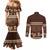Brown Samoa Siapo Teuila Flowers Couples Matching Mermaid Dress and Long Sleeve Button Shirt