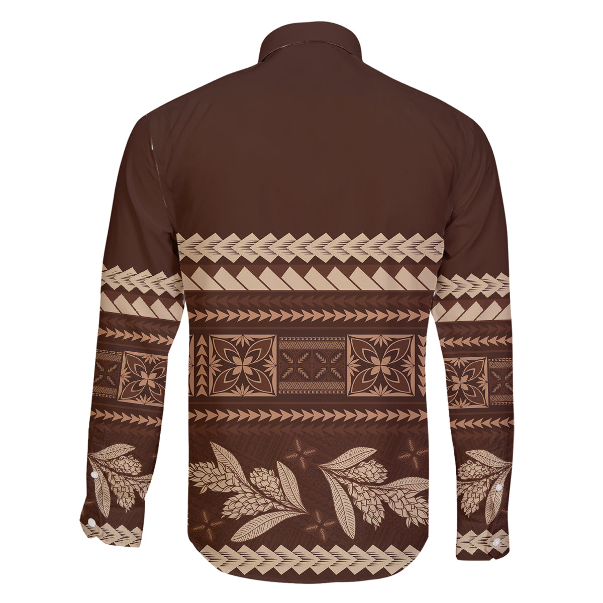 Brown Samoa Siapo Teuila Flowers Family Matching Mermaid Dress and Hawaiian Shirt