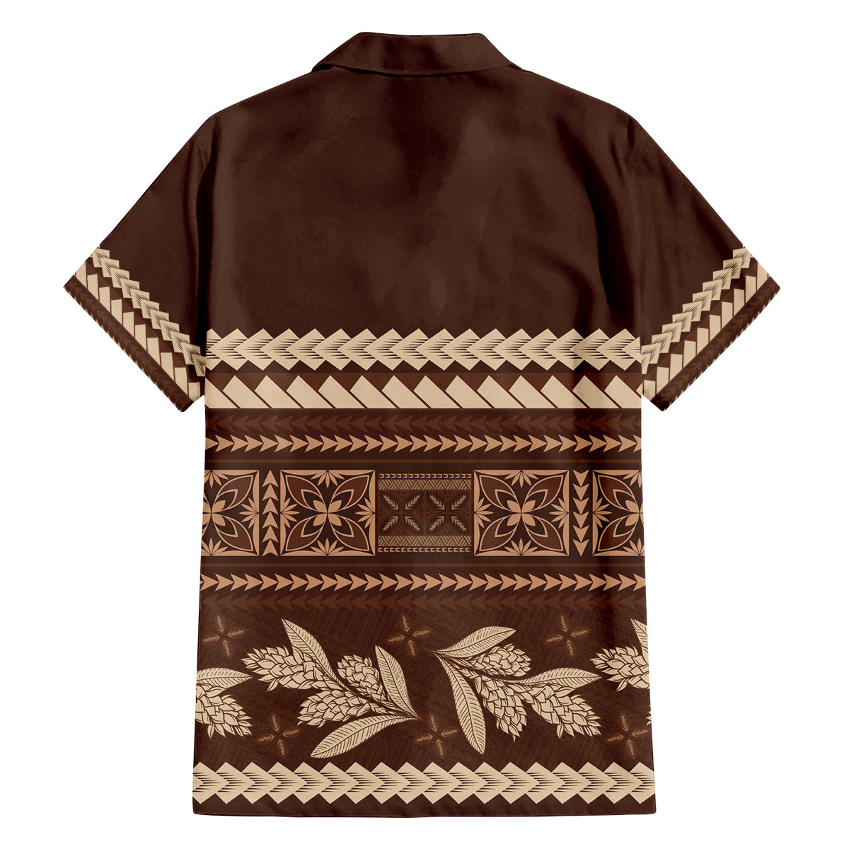 Brown Samoa Siapo Teuila Flowers Family Matching Off The Shoulder Long Sleeve Dress and Hawaiian Shirt