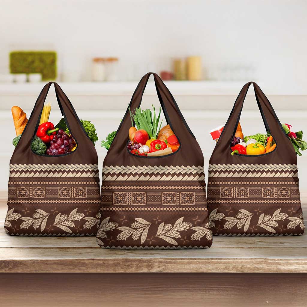 Brown Samoa Siapo Teuila Flowers Grocery Bag