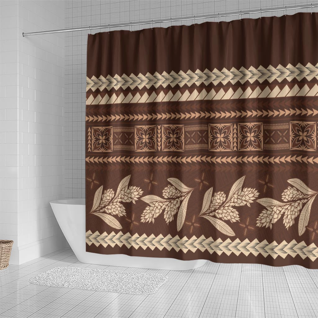 Brown Samoa Siapo Teuila Flowers Shower Curtain