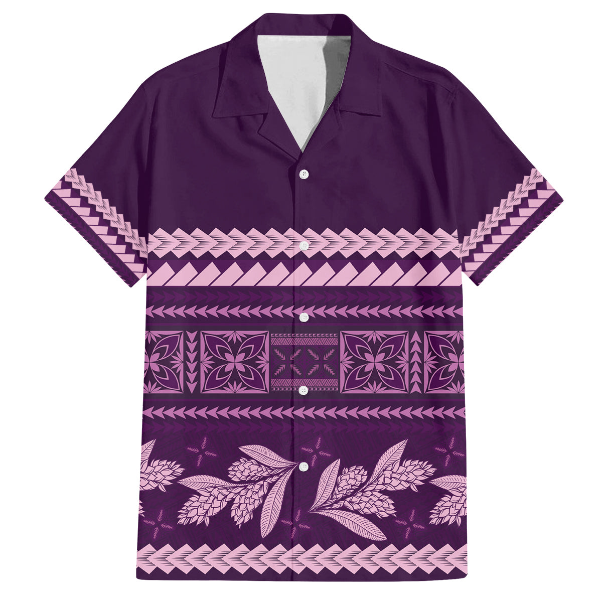 Purple Samoa Siapo Teuila Flowers Family Matching Summer Maxi Dress and Hawaiian Shirt