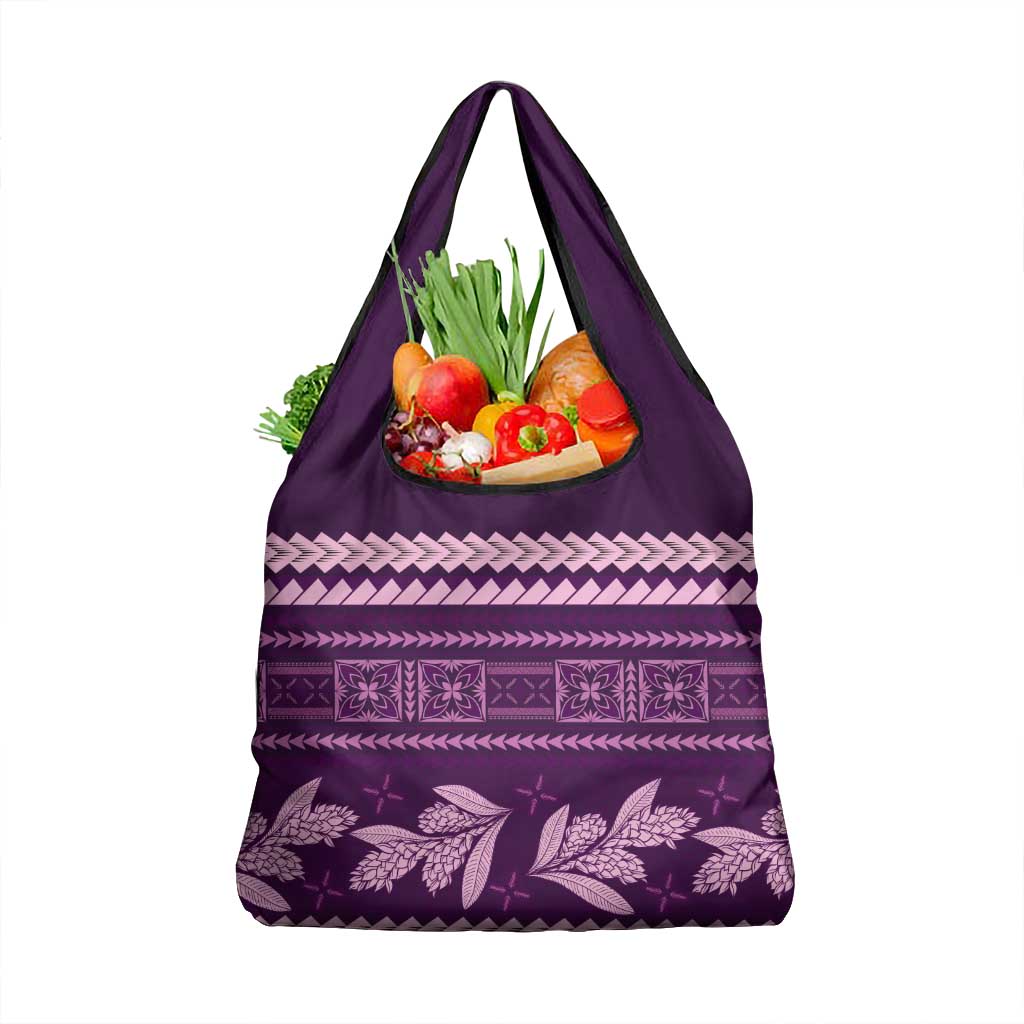 Purple Samoa Siapo Teuila Flowers Grocery Bag