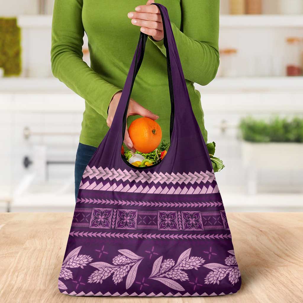Purple Samoa Siapo Teuila Flowers Grocery Bag