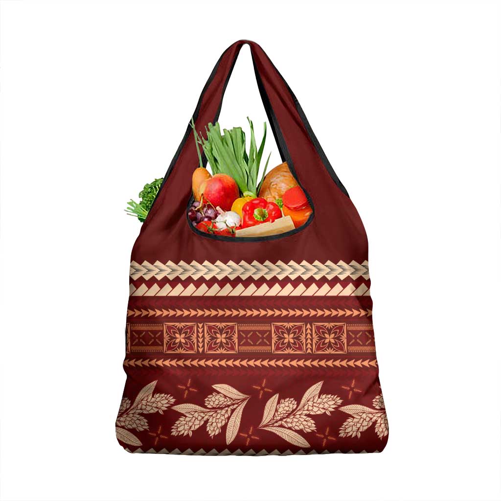 Red Samoa Siapo Teuila Flowers Grocery Bag
