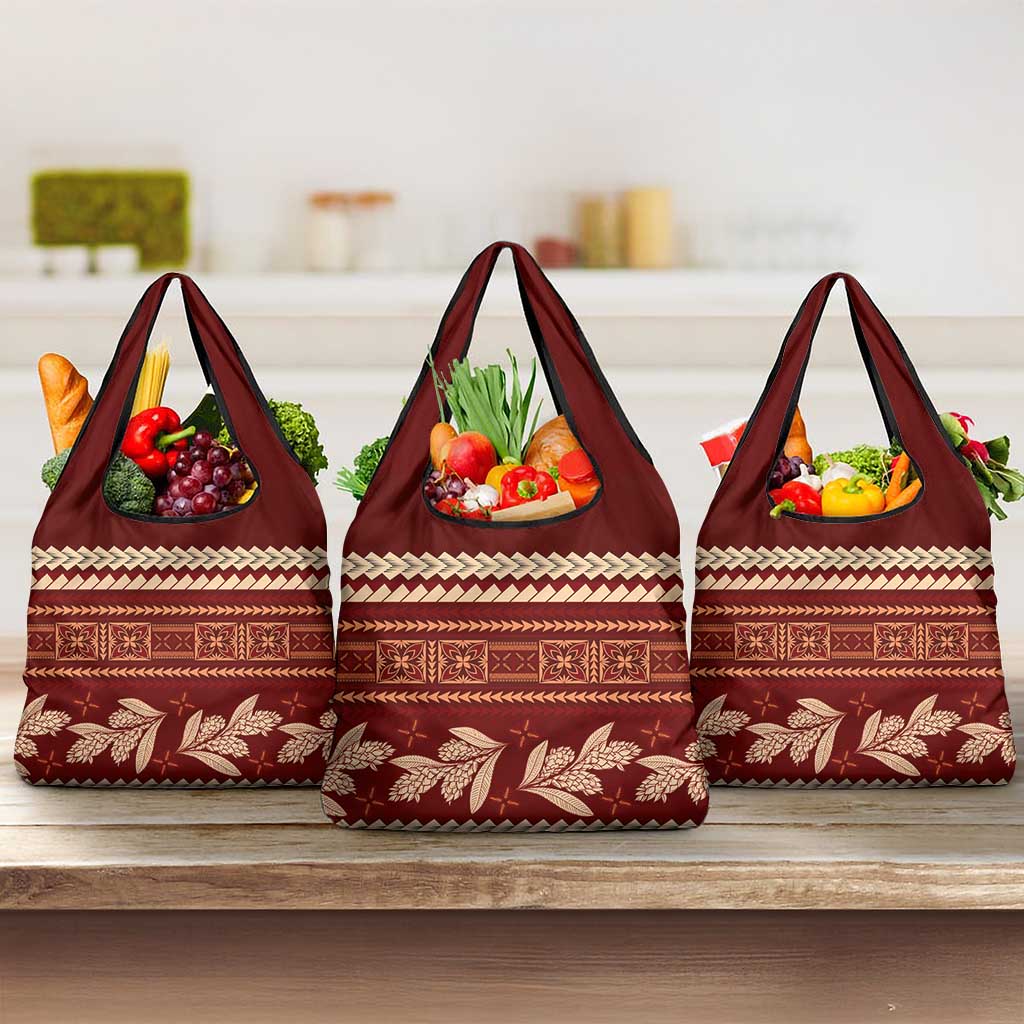 Red Samoa Siapo Teuila Flowers Grocery Bag