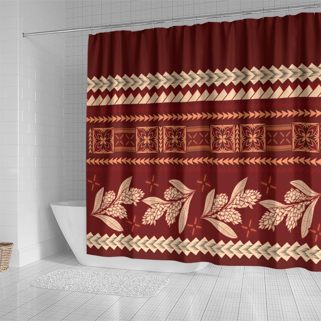 Red Samoa Siapo Teuila Flowers Shower Curtain