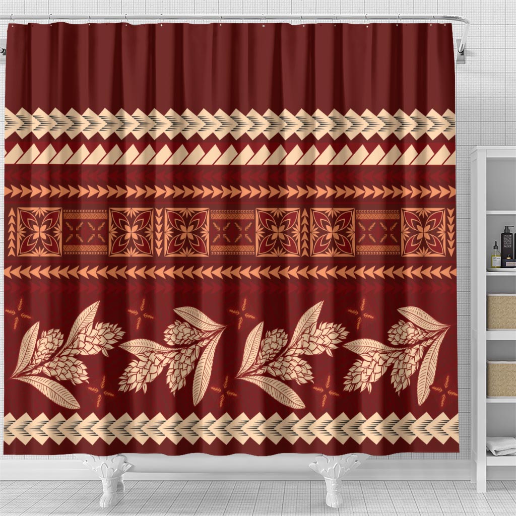 Red Samoa Siapo Teuila Flowers Shower Curtain