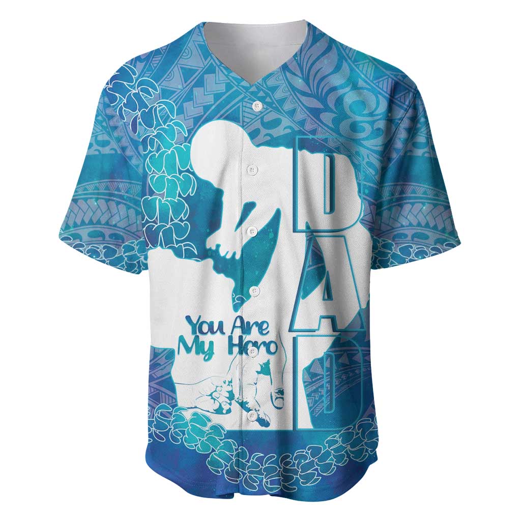 Turquoise Polynesia Father's Day Baseball Jersey Dad You Are My Hero LT14 Turquoise - Polynesian Pride