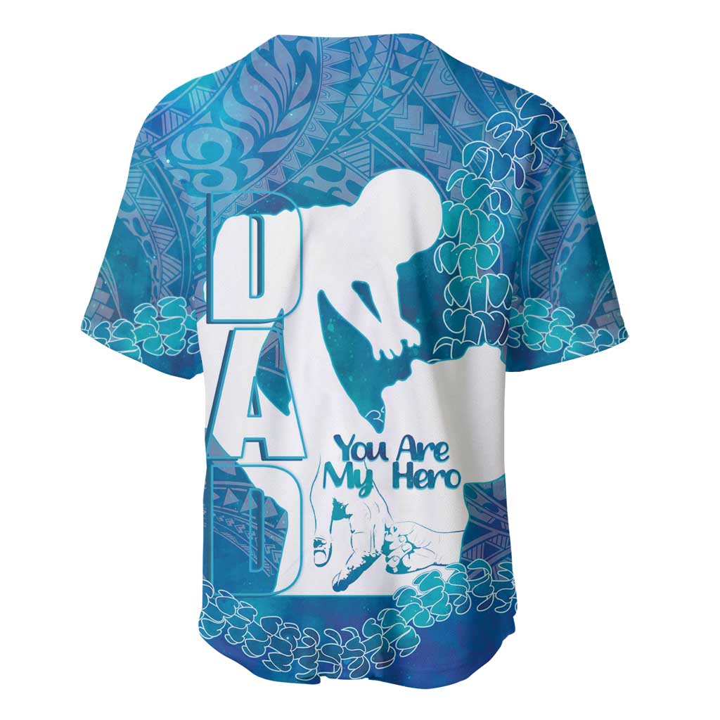 Turquoise Polynesia Father's Day Baseball Jersey Dad You Are My Hero LT14 - Polynesian Pride