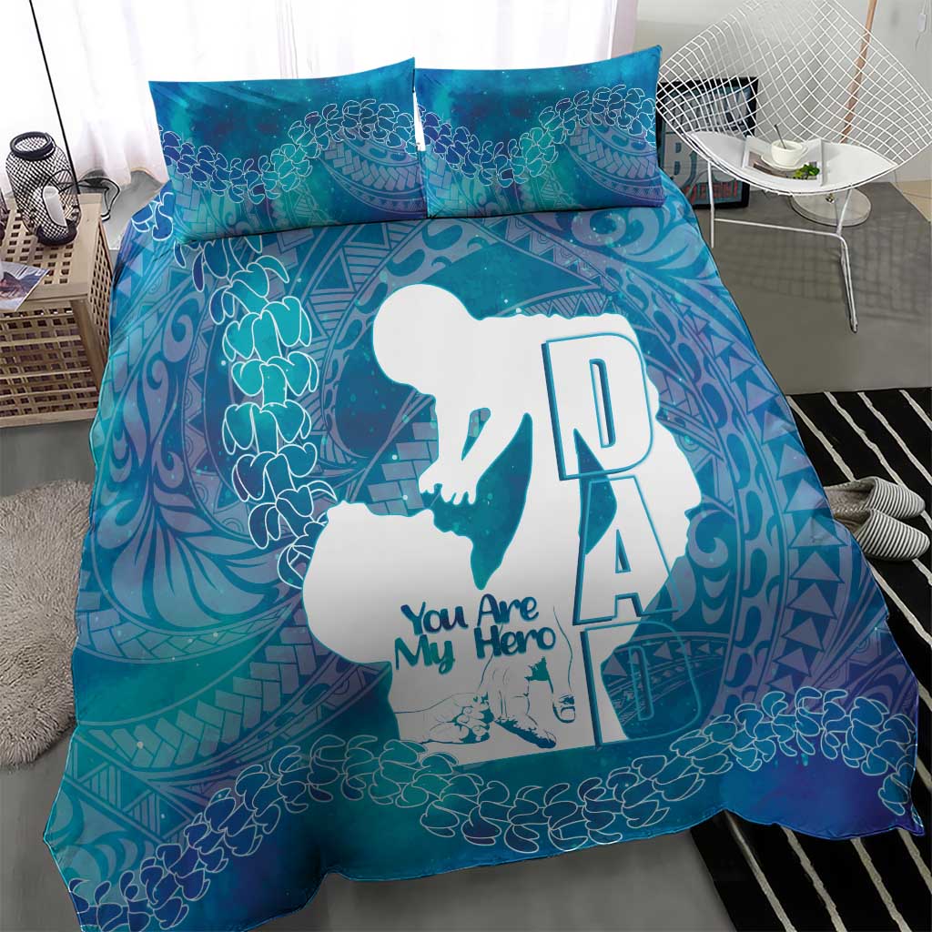 Turquoise Polynesia Father's Day Bedding Set Dad You Are My Hero