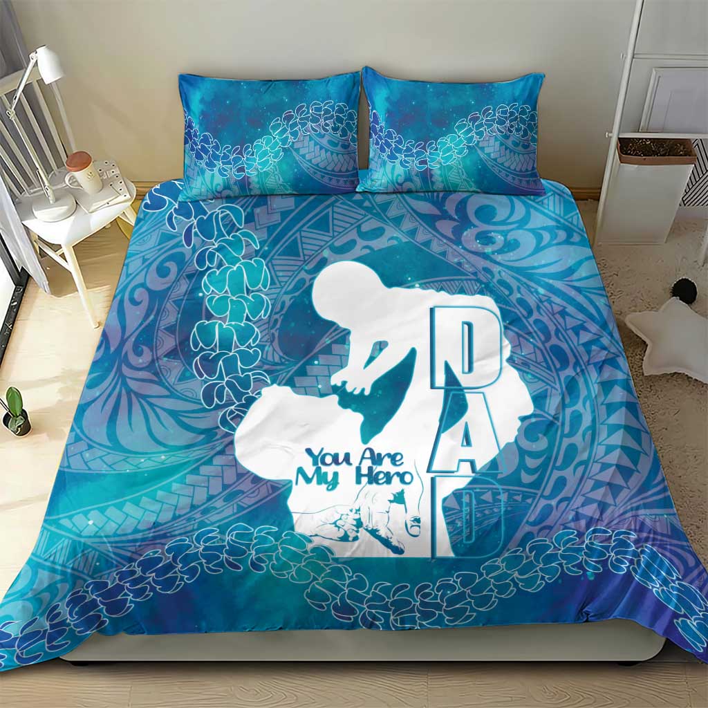 Turquoise Polynesia Father's Day Bedding Set Dad You Are My Hero