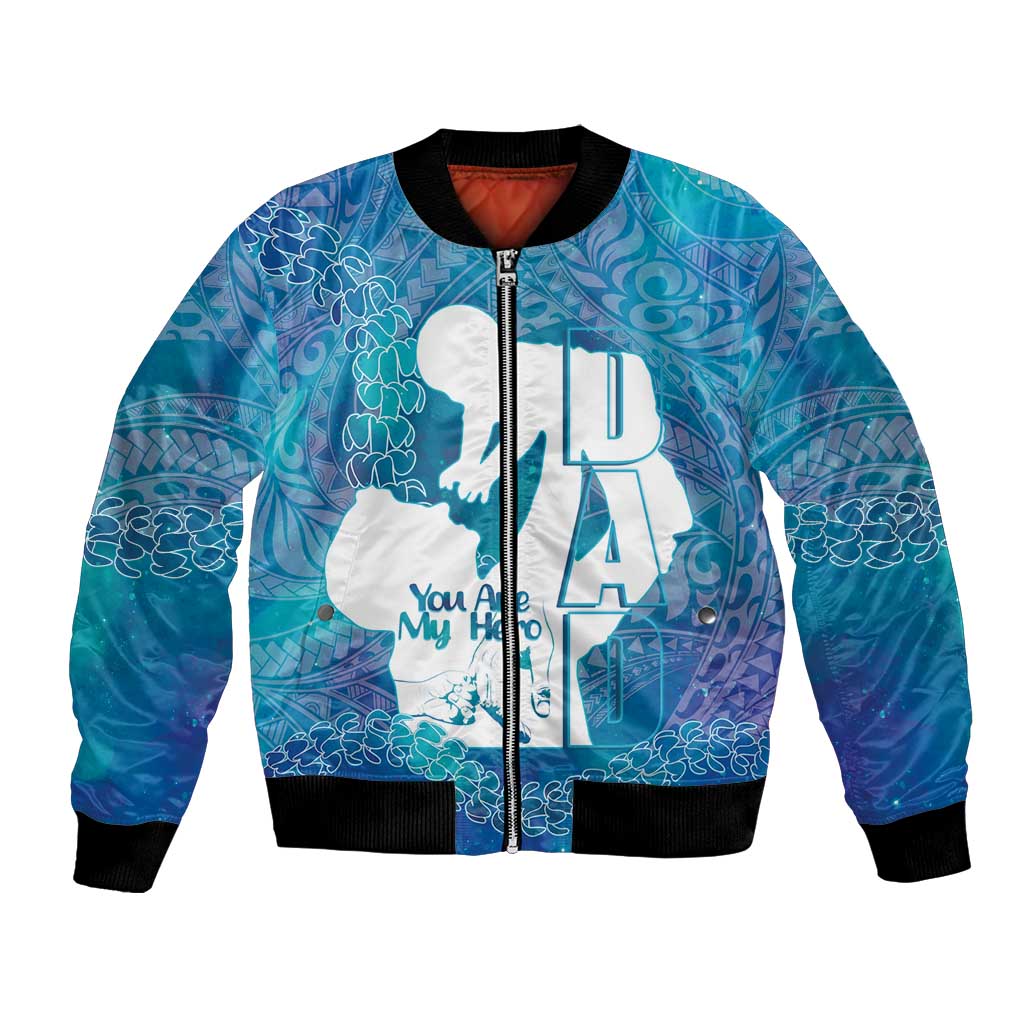 Turquoise Polynesia Father's Day Bomber Jacket Dad You Are My Hero