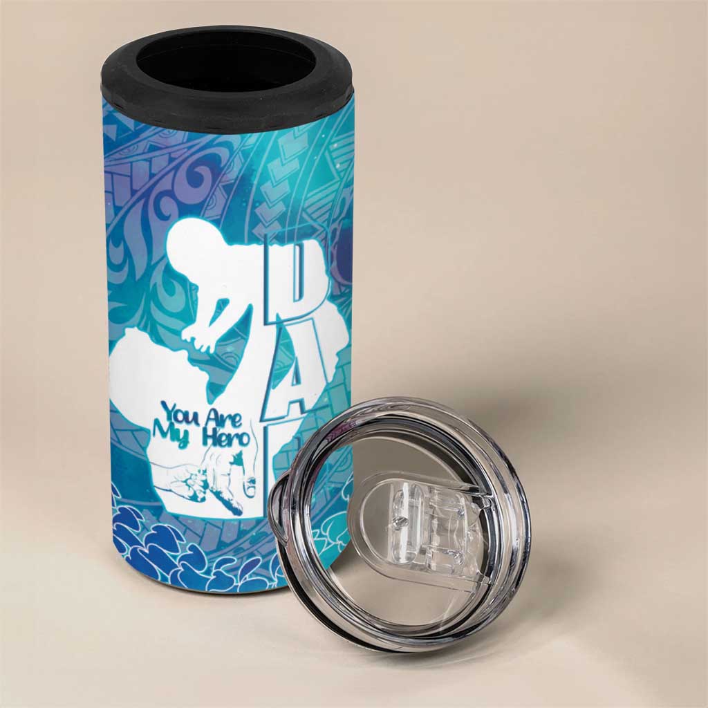 Turquoise Polynesia Father's Day 4 in 1 Can Cooler Tumbler Dad You Are My Hero
