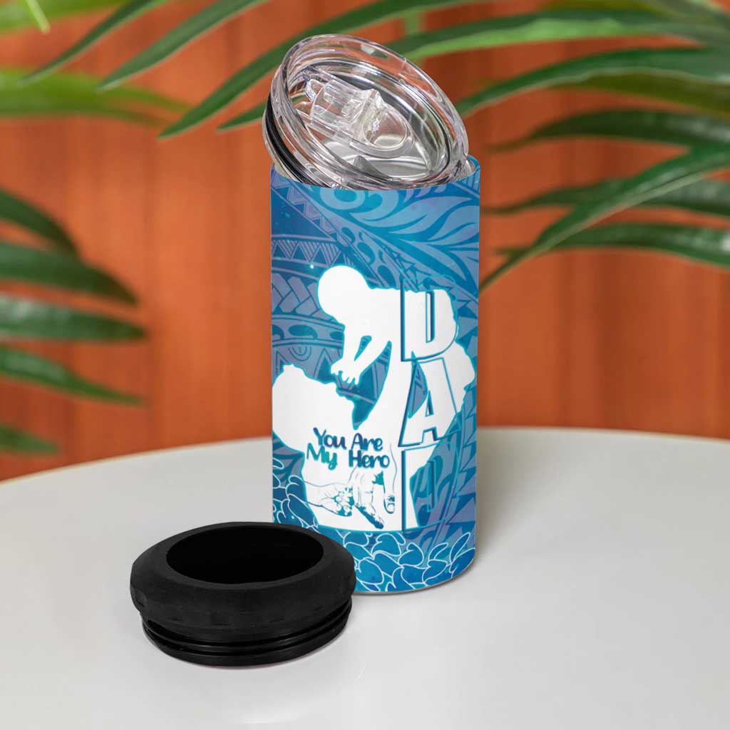 Turquoise Polynesia Father's Day 4 in 1 Can Cooler Tumbler Dad You Are My Hero