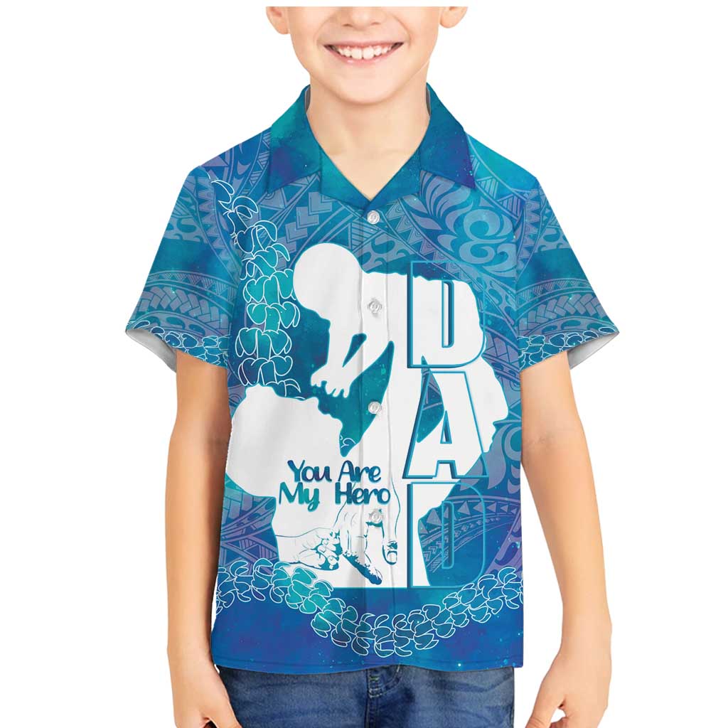 Turquoise Polynesia Father's Day Family Matching Mermaid Dress and Hawaiian Shirt Dad You Are My Hero