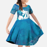 Turquoise Polynesia Father's Day Family Matching Short Sleeve Bodycon Dress and Hawaiian Shirt Dad You Are My Hero