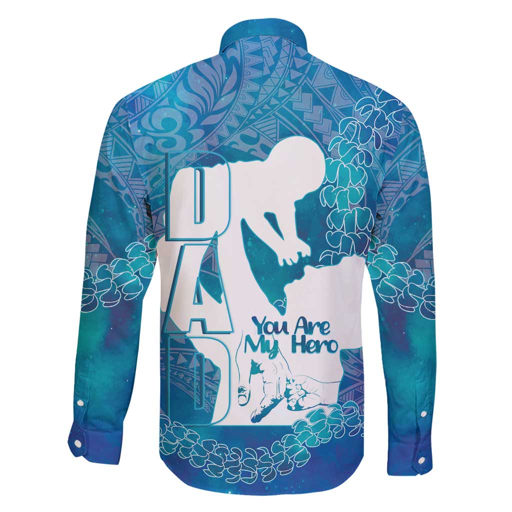 Turquoise Polynesia Father's Day Family Matching Short Sleeve Bodycon Dress and Hawaiian Shirt Dad You Are My Hero