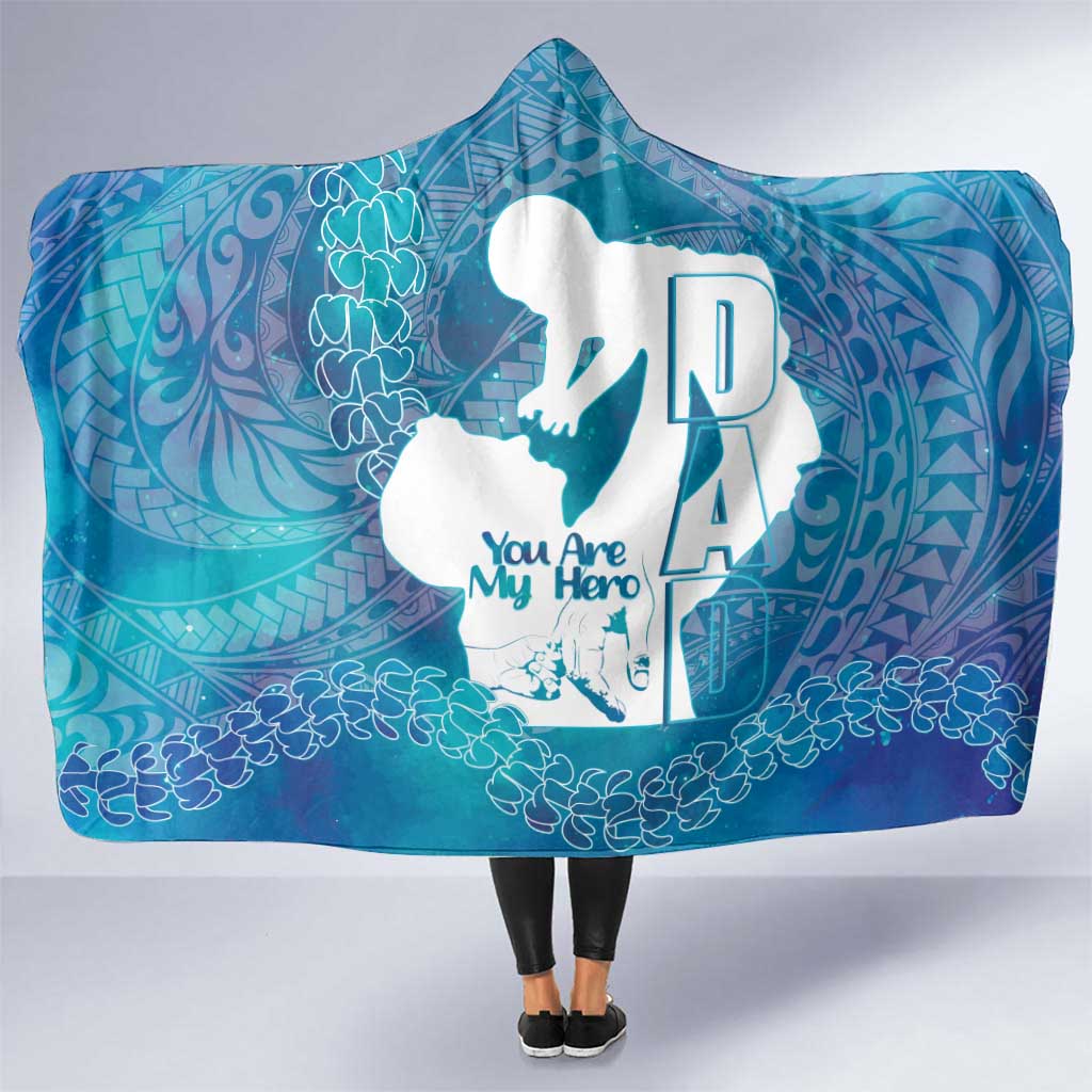 Turquoise Polynesia Father's Day Hooded Blanket Dad You Are My Hero LT14 One Size Turquoise - Polynesian Pride