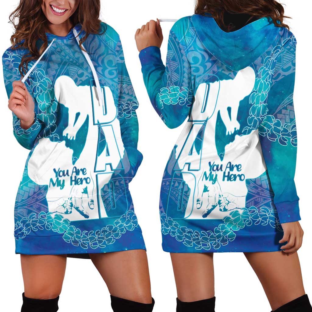 Turquoise Polynesia Father's Day Hoodie Dress Dad You Are My Hero