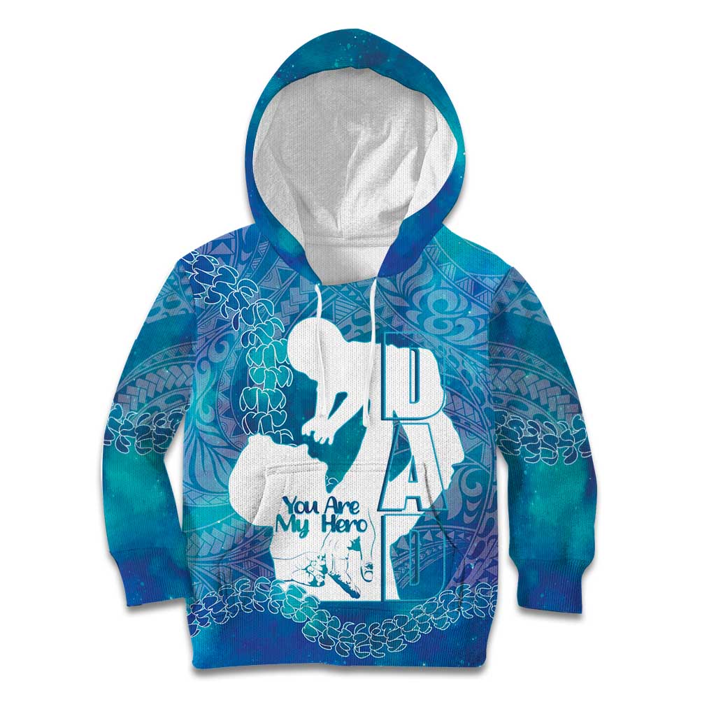 Turquoise Polynesia Father's Day Kid Hoodie Dad You Are My Hero LT14 Hoodie Turquoise - Polynesian Pride