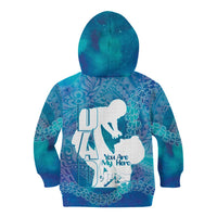 Turquoise Polynesia Father's Day Kid Hoodie Dad You Are My Hero LT14 - Polynesian Pride