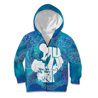 Turquoise Polynesia Father's Day Kid Hoodie Dad You Are My Hero LT14 Zip Hoodie Turquoise - Polynesian Pride