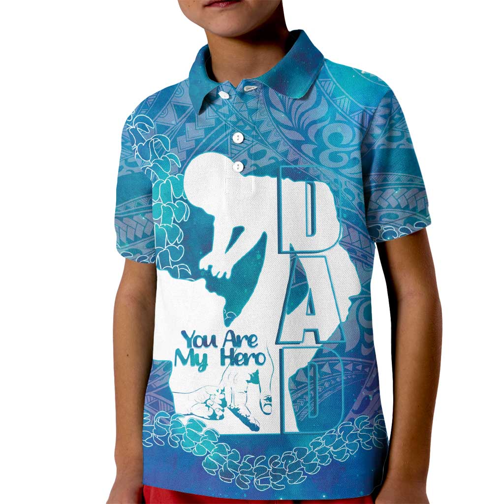 Turquoise Polynesia Father's Day Kid Polo Shirt Dad You Are My Hero LT14 Kid Turquoise - Polynesian Pride