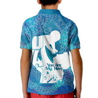 Turquoise Polynesia Father's Day Kid Polo Shirt Dad You Are My Hero LT14 - Polynesian Pride