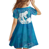 Turquoise Polynesia Father's Day Kid Short Sleeve Dress Dad You Are My Hero LT14 - Polynesian Pride