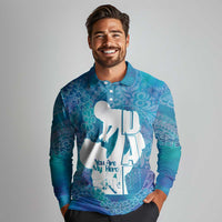 Turquoise Polynesia Father's Day Long Sleeve Polo Shirt Dad You Are My Hero LT14 - Polynesian Pride