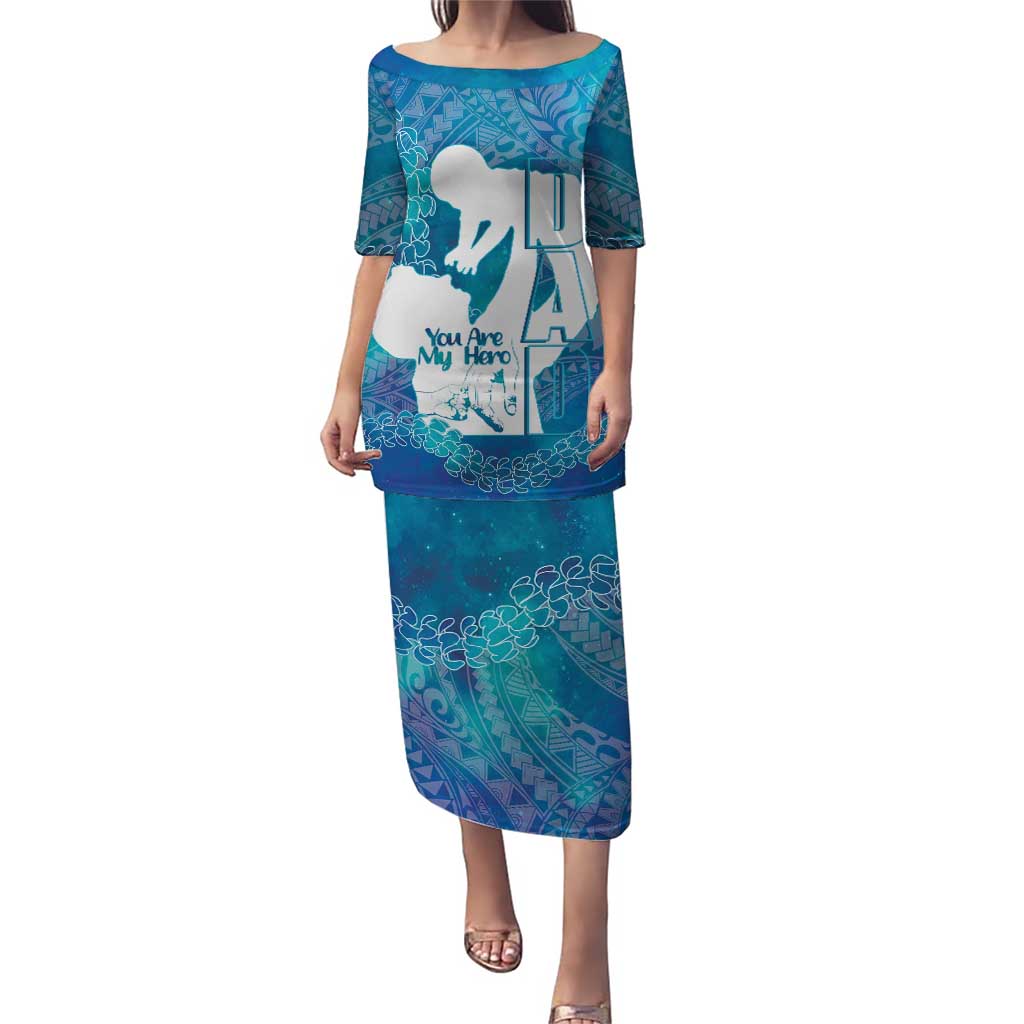 Turquoise Polynesia Father's Day Puletasi Dad You Are My Hero