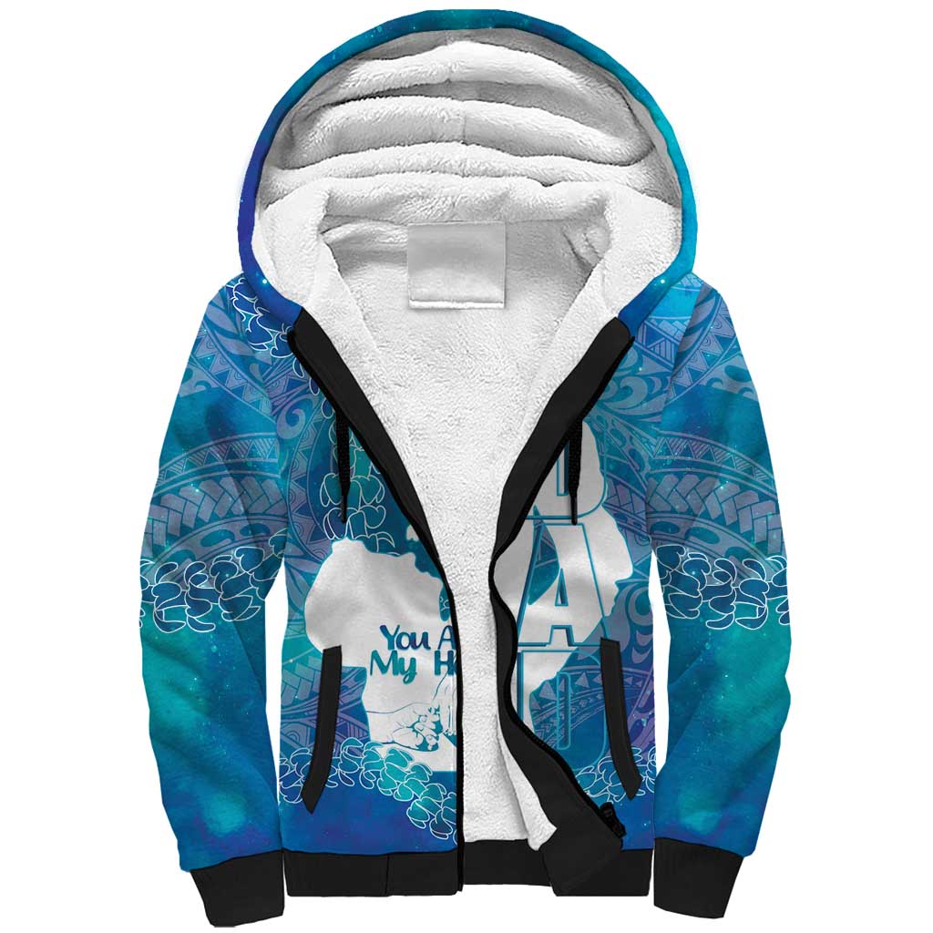 Turquoise Polynesia Father's Day Sherpa Hoodie Dad You Are My Hero