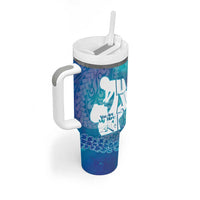 Turquoise Polynesia Father's Day Tumbler With Handle Dad You Are My Hero