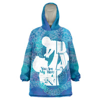 Turquoise Polynesia Father's Day Wearable Blanket Hoodie Dad You Are My Hero