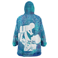 Turquoise Polynesia Father's Day Wearable Blanket Hoodie Dad You Are My Hero