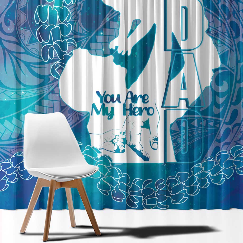 Turquoise Polynesia Father's Day Window Curtain Dad You Are My Hero