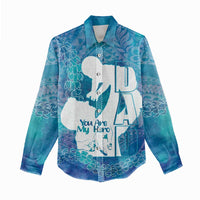 Turquoise Polynesia Father's Day Women Casual Shirt Dad You Are My Hero