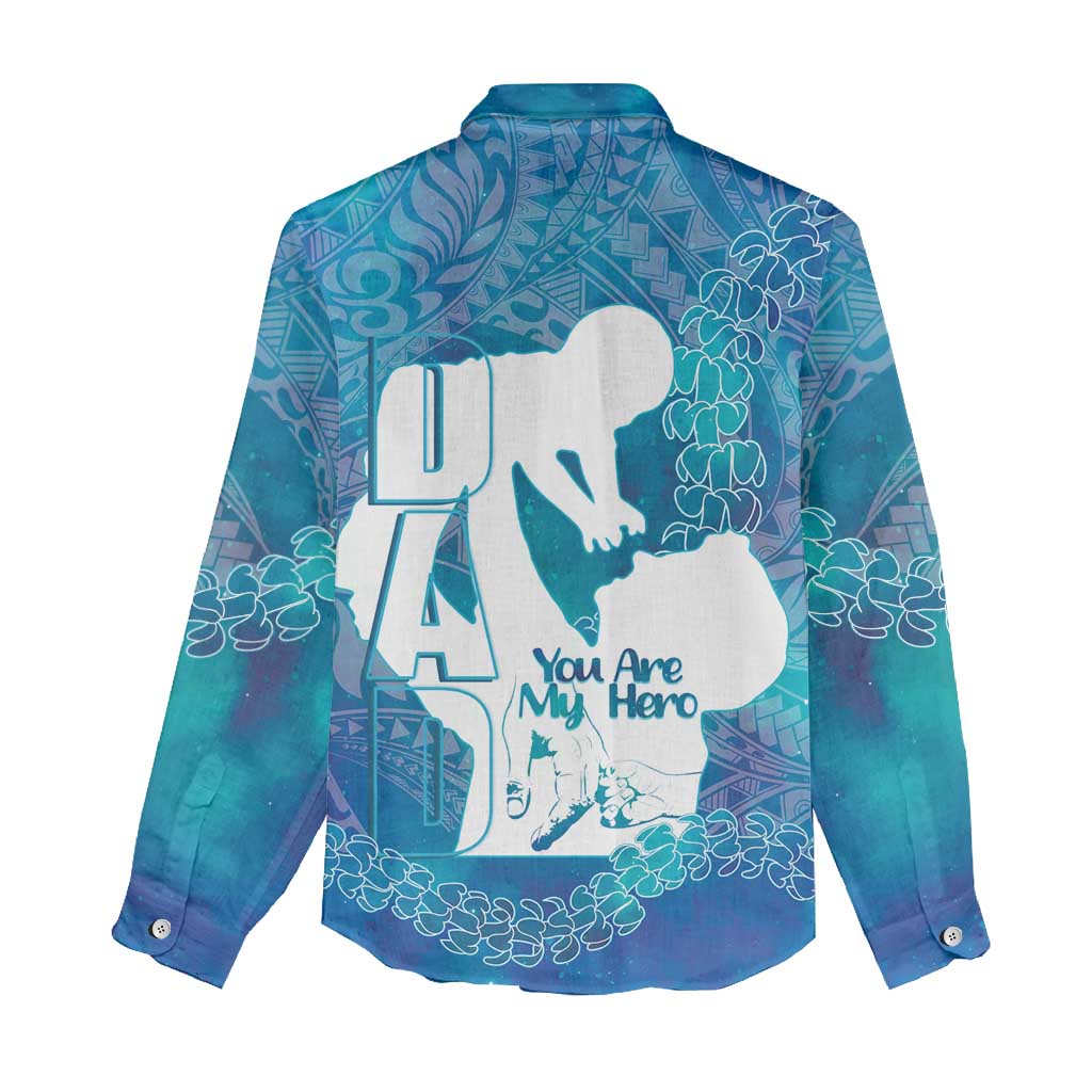 Turquoise Polynesia Father's Day Women Casual Shirt Dad You Are My Hero