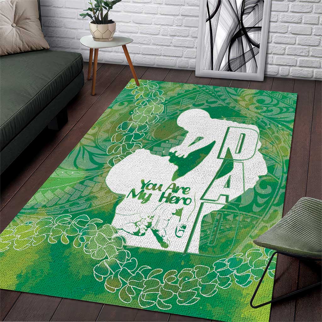 Green Polynesia Father's Day Area Rug Dad You Are My Hero