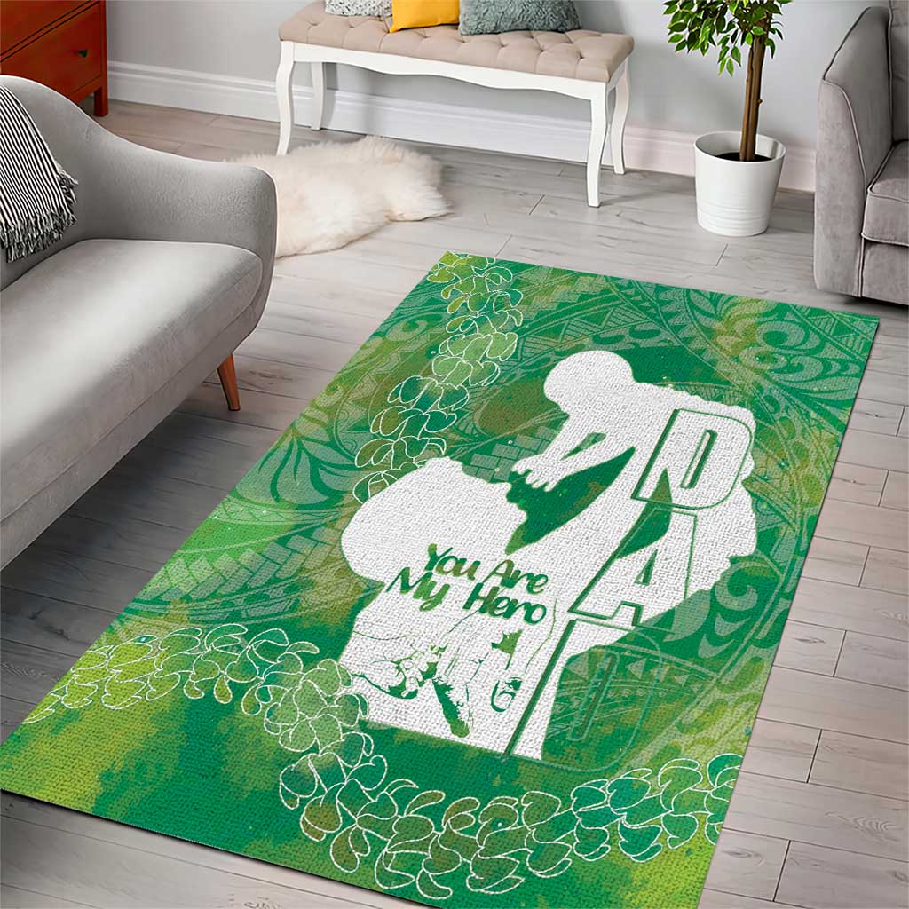 Green Polynesia Father's Day Area Rug Dad You Are My Hero