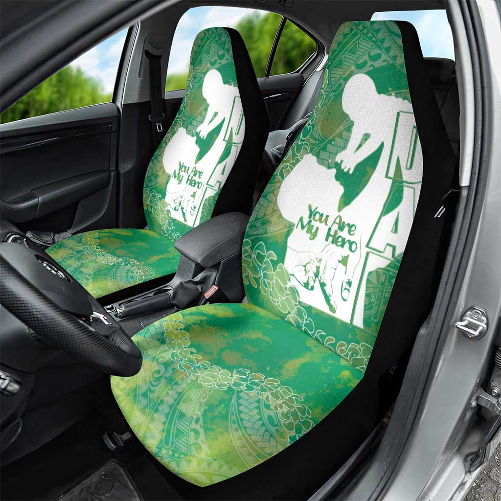 Green Polynesia Father's Day Car Seat Cover Dad You Are My Hero