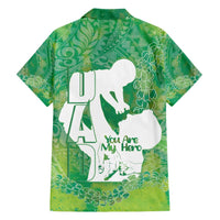 Green Polynesia Father's Day Family Matching Long Sleeve Bodycon Dress and Hawaiian Shirt Dad You Are My Hero