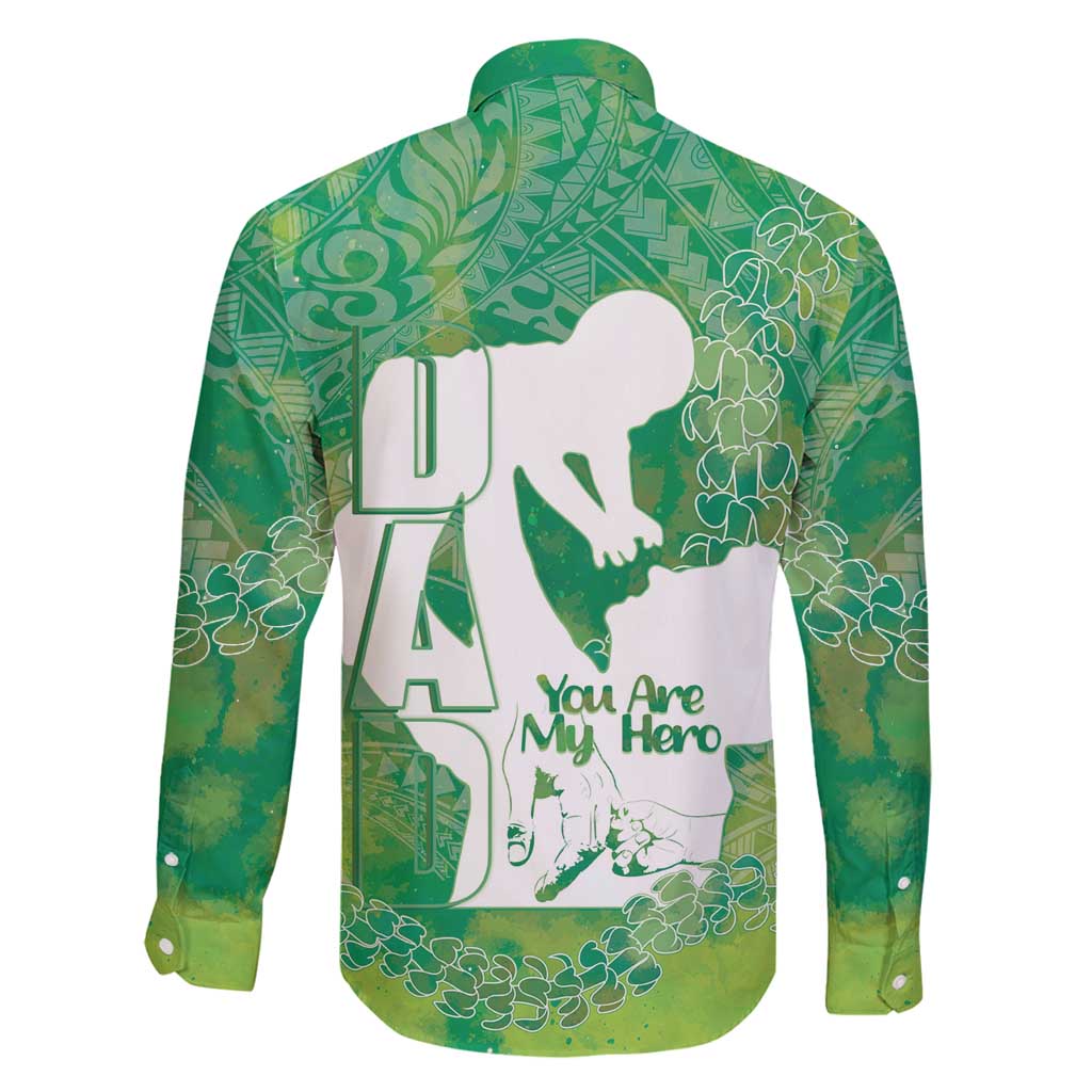 Green Polynesia Father's Day Family Matching Puletasi and Hawaiian Shirt Dad You Are My Hero