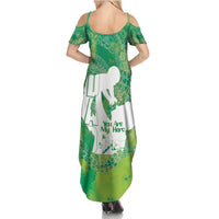 Green Polynesia Father's Day Family Matching Summer Maxi Dress and Hawaiian Shirt Dad You Are My Hero