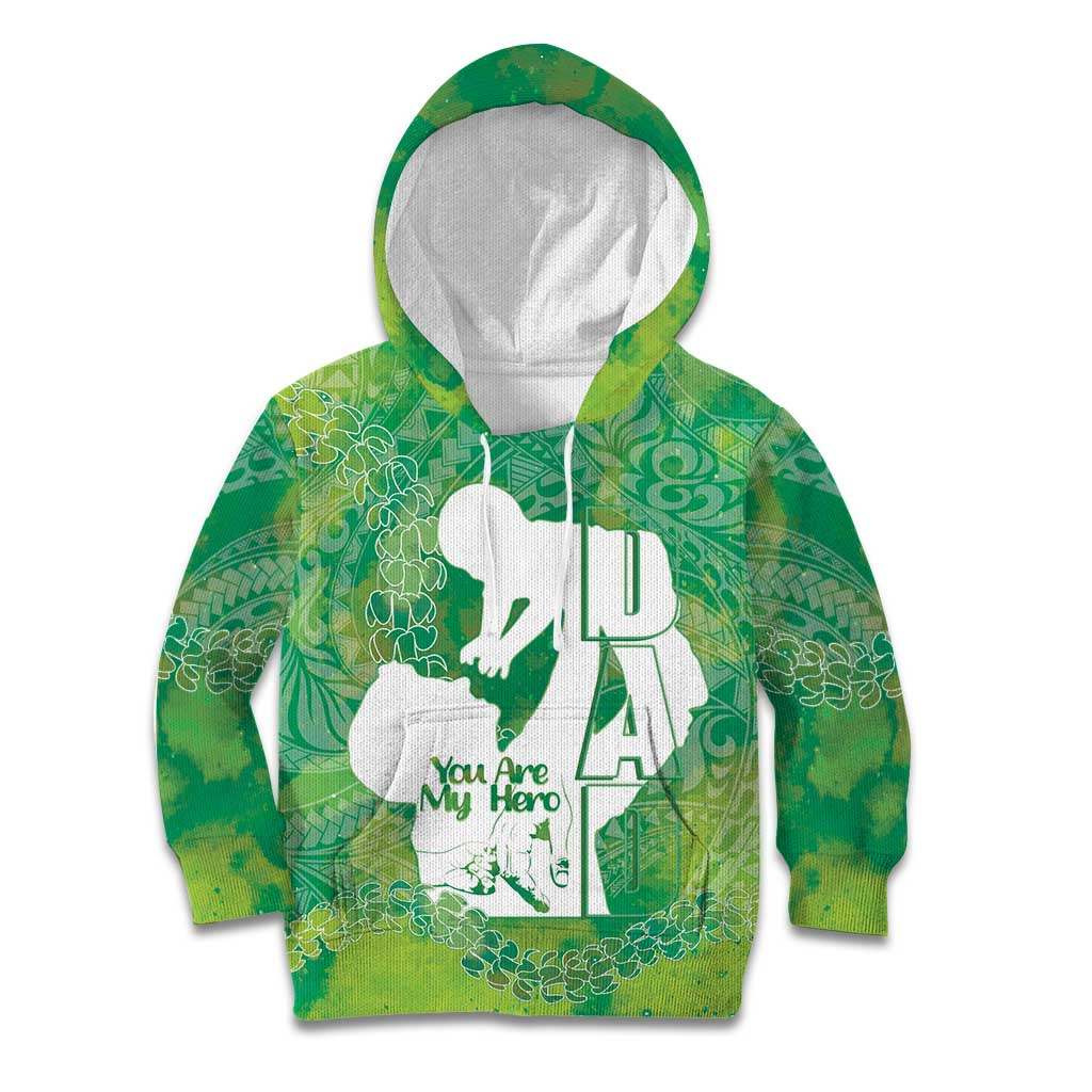 Green Polynesia Father's Day Kid Hoodie Dad You Are My Hero LT14 Hoodie Green - Polynesian Pride