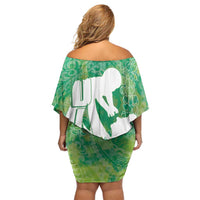 Green Polynesia Father's Day Off Shoulder Short Dress Dad You Are My Hero