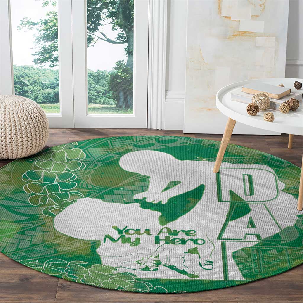 Green Polynesia Father's Day Round Carpet Dad You Are My Hero