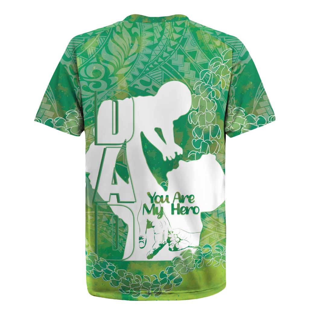 Green Polynesia Father's Day Rugby Jersey Dad You Are My Hero